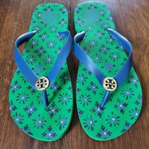 tory burch green flip flops